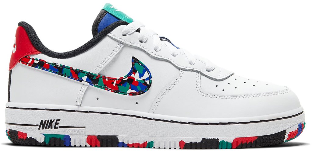 Nike Air Force 1 Low Crayon White Multi (PS) White/Hyper Blue-Neptune Green-Multi-Color (CU4634-100)