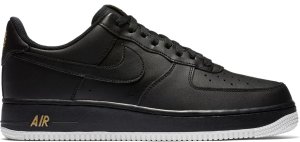 Nike Air Force 1 Low Crest Logo Black Black/Summit White-Metallic Gold (AA4083-014)
