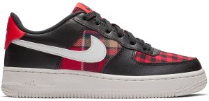 Nike Air Force 1 Low Flannel (GS) Black/Summit White-Habanero Red (849345-004)