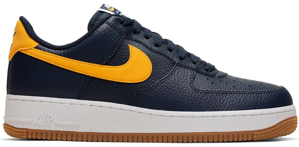 Nike Air Force 1 Low Michigan Obsidian/White-Gum Medium Brown-University Gold (CI0057-400)