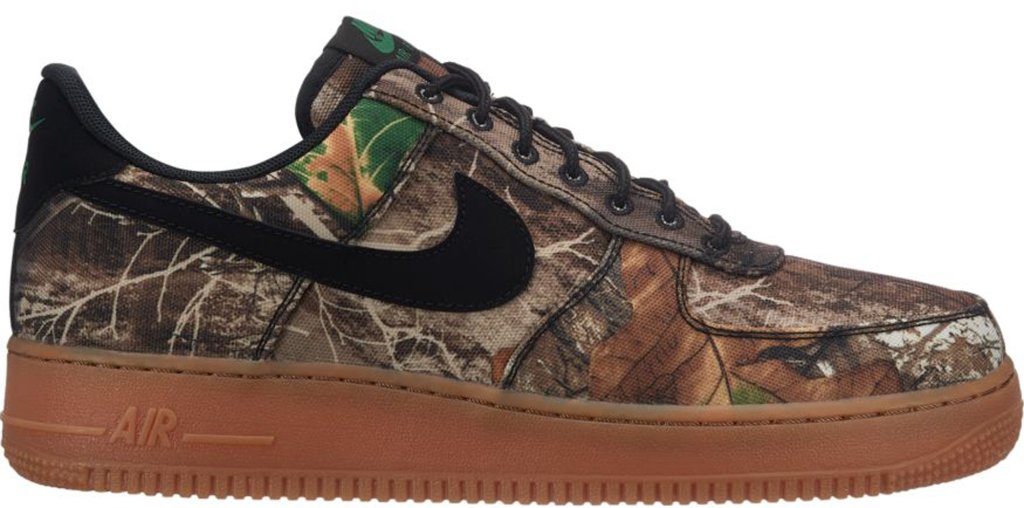 Nike Air Force 1 Low Realtree Black Black/Black-Aloe Green-Gum Medium Brown (AO2441-001)
