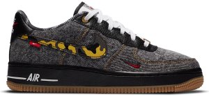 Nike Air Force 1 Low Remix Black (GS) Black/Multi-Color-White-Metallic Gold (DB1976-001)