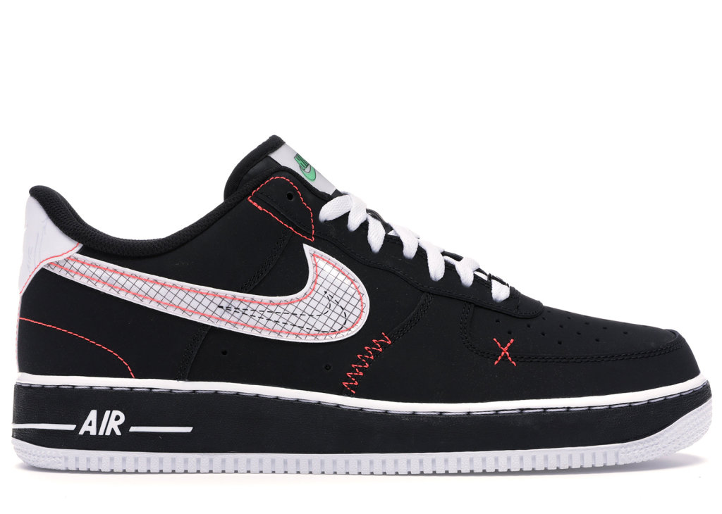 Nike Air Force 1 Low Schematic Black White Bright Crimson Black/White-Bright Crimson-Green Strike (CU6646-001)
