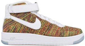 Nike Air Force 1 Mid Flyknit Multi-Color White Volt/Bright Crimson-Court Purple-White (817420-700)