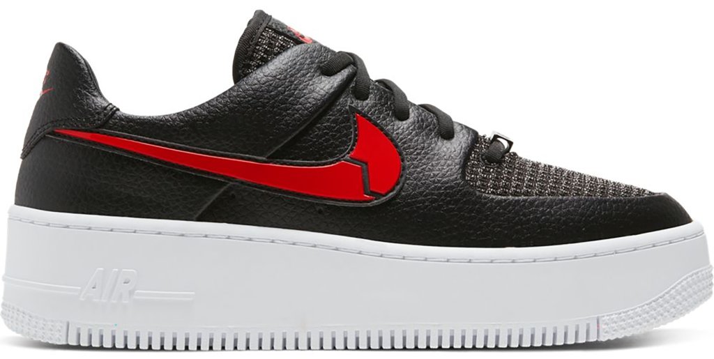 Nike Air Force 1 Sage Low Valentines Day 2020 (W) Black/Metallic Silver-University Red (CU4759-001)