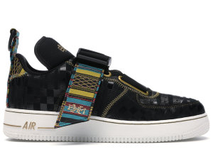 Nike  Air Force 1 Utility BHM (2019) Black/Metallic Gold-White (BV7783-001)