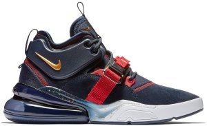 Nike  Air Force 270 Olympic (GS) Obsidian/Metallic Gold-Gym Red-White (AJ8208-400)