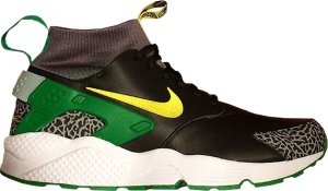 Nike Air Huarache Oregon Duckrache (Unsigned) Black/Yellow-Dark Grey-Apple Green (812308-007)