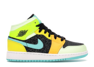 Jordan Air 1 Mid SE Aurora Green (GS) Black/Aurora Green (bq6931-037)
