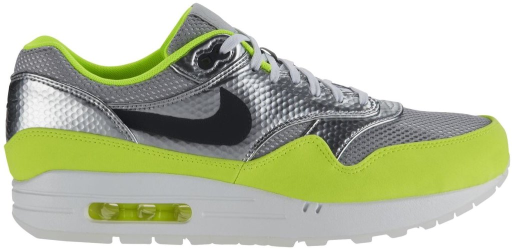Nike Air Max 1 FB Silver Volt Metallic Silver/Black Volt (665874-007)