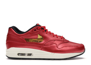 Nike Air Max 1 Red Gold Sequin (W) Gym Red/Metallic Gold-Black-White (CT1149-600)