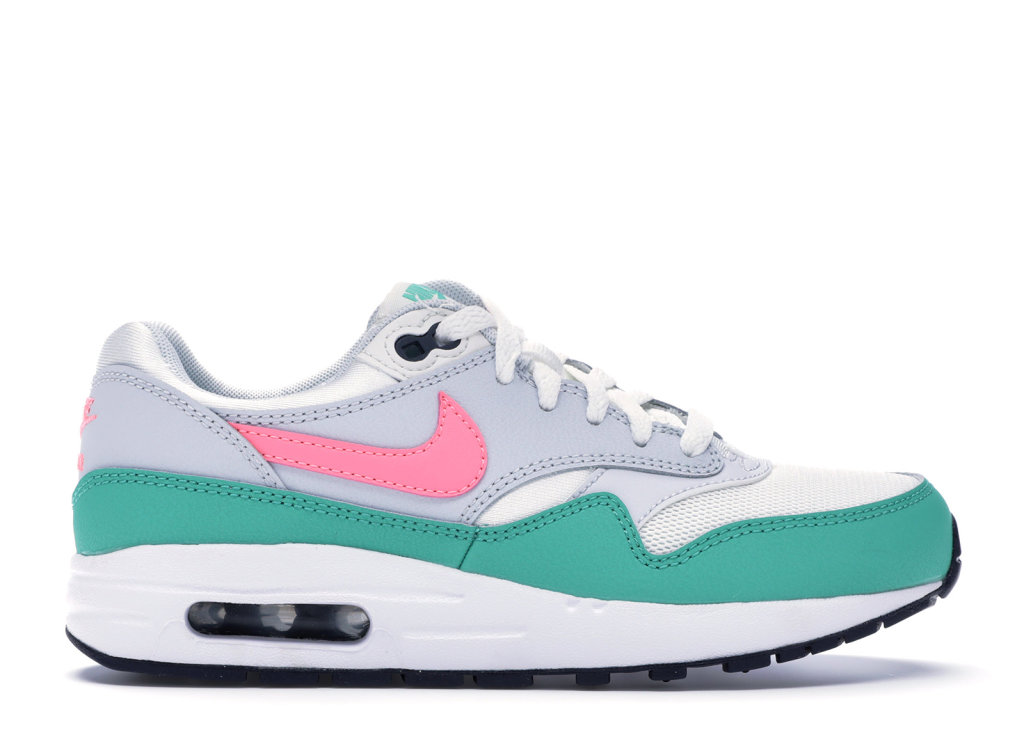 Nike Air Max 1 South Beach (GS) Summit White/Kinetic Green-Pure Platinum-Sunset Pulse (807602-105)