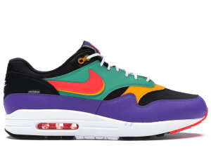 Nike Air Max 1 Windbreaker Black/Flash Crimson-Kinetic Green-Psychic Purple-University Gold-White (AO1021-023)