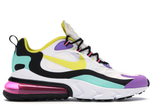 Nike  Air Max 270 React Geometric Art White/Black-Bright Violet-Dynamic Yellow (AO4971-101)