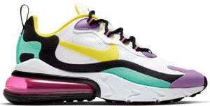 Nike  Air Max 270 React Geometric Art (W) White/Black-Bright Violet-Dynamic Yellow (AT6174-101)