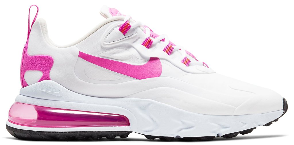 Nike Air Max 270 React White Fire Pink (W) White/Team Orange-Black-Fire Pink (CJ0619-100)