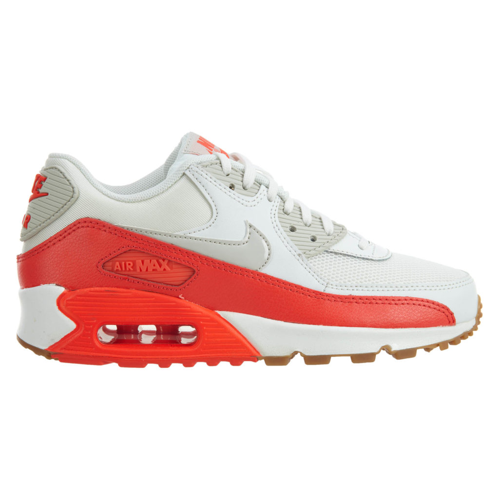 Nike Air Max 90 Essential Summit White Light Brown-Bright Crimson (W) Summit White/Light Brown-Bright Crimson (616730-113)