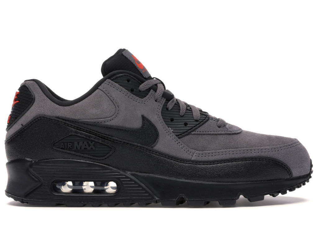 Nike Air Max 90 Grey Suede Anthracite/Black-Red (AJ1285-025)
