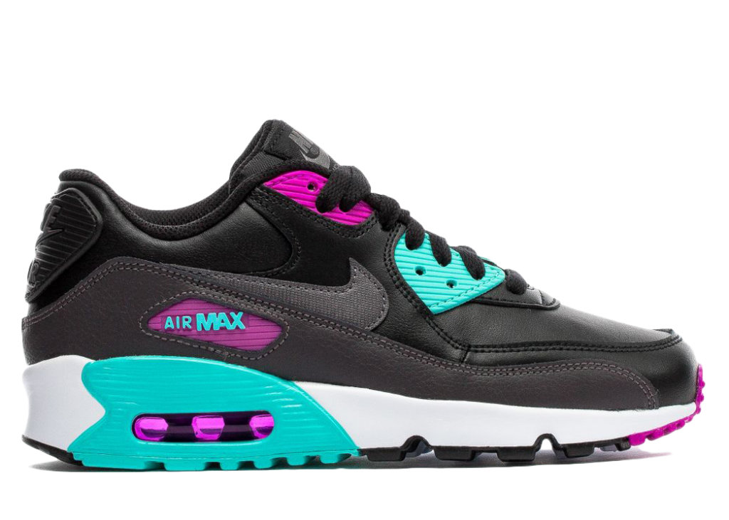 Nike Air Max 90 LTR Black Metallic Grey (GS) Black/Metallic Grey/Aurora (833412-033)