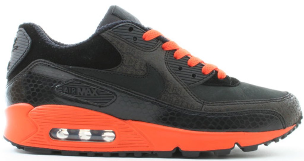 Nike Air Max 90 Powerwall Black Orange Black/Black-Orange Blaze (314206-002)
