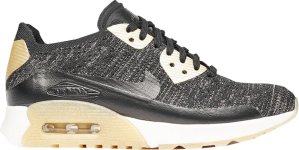 Nike Air Max 90 Ultra Flyknit Metallic Gold (W) Black/Metallic Gold-White (881563-001)