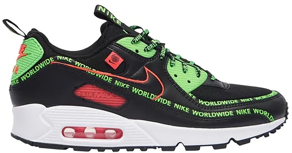 Nike Air Max 90 Worldwide Pack Black Black/Green-Red-White (CK6474-001)