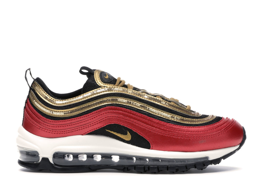 Nike Air Max 97 Red Gold Sequin (W) Gym Red/Metallic Gold-Black-White (CT1148-600)
