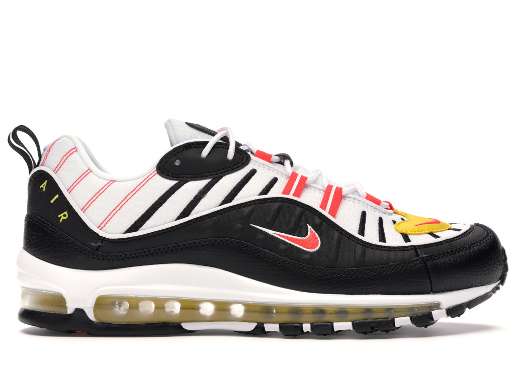Nike Air Max 98 Black White Yellow Crimson Black/White/Chrome Yellow (640744-016)