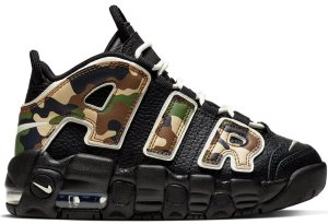 Nike  Air More Uptempo 96 Camo (PS) Black/Sail-Light British Tan-Asparagus-Outdoor Green-Celestial Gold (CJ0931-001)