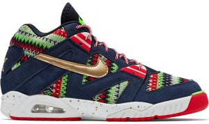 Nike  Air Tech Challenge 3 Christmas (2015) Dark Obsidian/University Red-Flash Lime-Metallic Gold (827822-400)