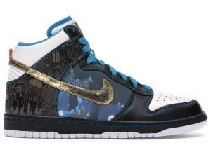 Nike Dunk High Dubai Black/White-Gold Leaf-Turquoise (393427-071)