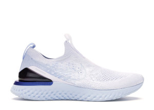 Nike  Epic Phantom React Flyknit White Hydrogen Blue (W) White/White-Hydrogen Blue-Blue Tint-Racer Blue-Wolf Grey (BV0415-101)