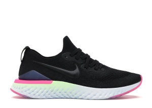 Nike  Epic React Flyknit 2 Black Sapphire Hyper Pink (W) Black/Black-Sapphire-Lime Blast-Hyper Pink-Blue Tint (BQ8927-003)