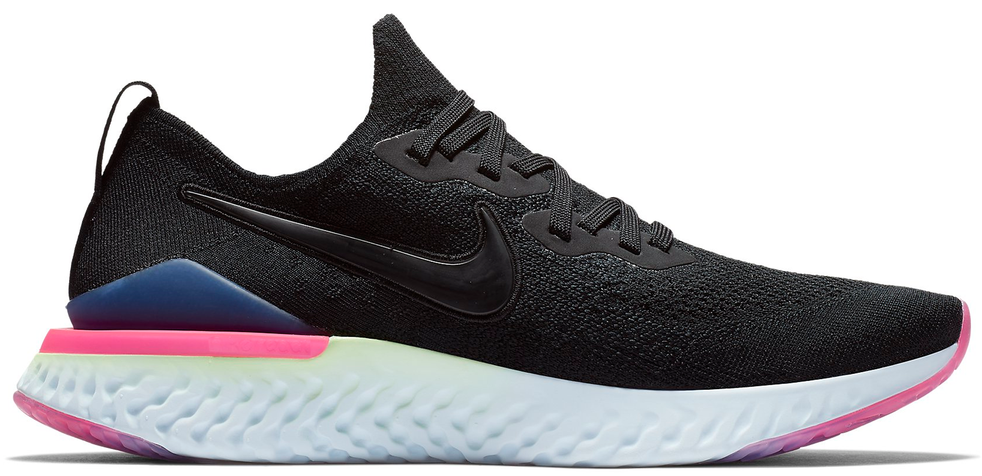 nike epic react flyknit 2 black sapphire hyper pink