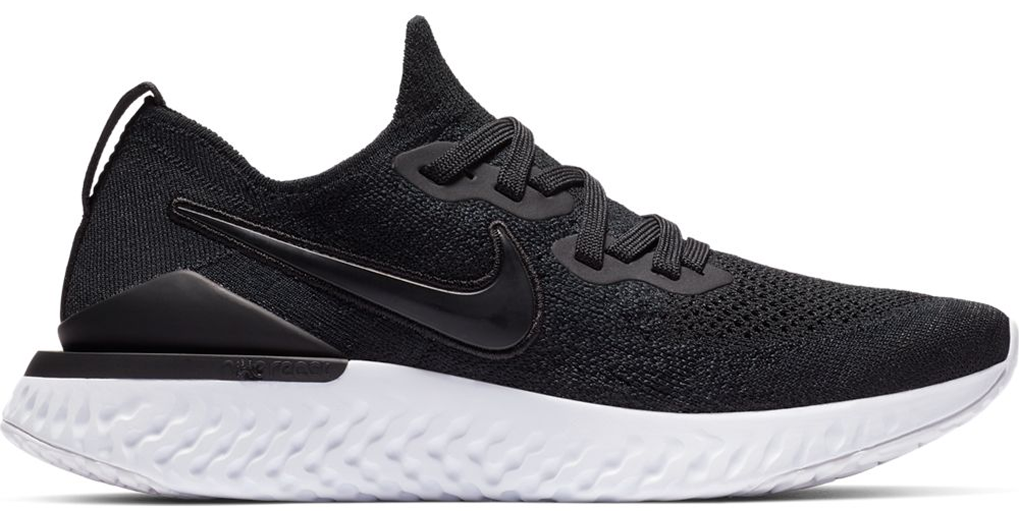 nike epic react flyknit black white black