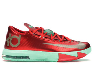 Nike  KD 6 Christmas Light Crimson/Metallic Gold-Green Glow (599424-601)