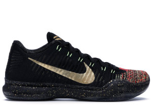 Nike Kobe 10 Elite Christmas Black/Metallic Gold-Bright Crimson (802560-076)