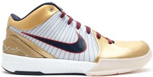 Nike  Kobe 4 Gold Medal White/Dark Obsidian-Varsity Red-Metallic Gold (344335-141)