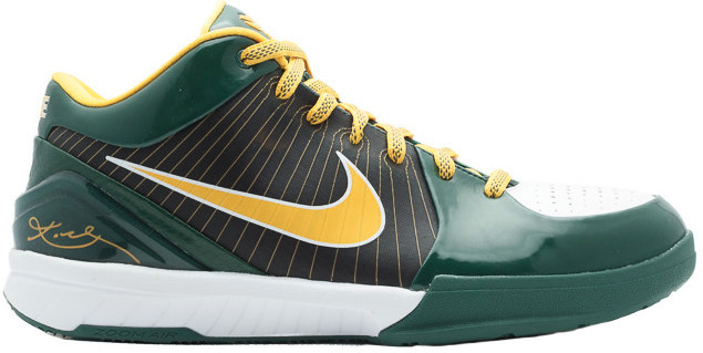 Nike Kobe 4 Rice High School PE Home Deep Forest/Varsity Maize-White (344335-371)