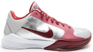 Nike  Kobe 5 Lower Merion Aces (Away) Metallic Silver/Team Red-White (386429-005)