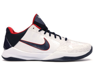 Nike  Kobe 5 United We Rise White/Obsidian-Sport Red-Metallic Silver (386429-105)
