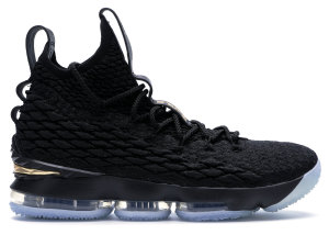 Nike  LeBron 15 Black Gold Black/Black-Metallic Gold (897648-006)