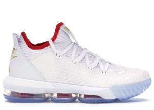 Nike  LeBron 16 Low Draft Day White/Black-University Red-Metallic Gold (CI2668-100)