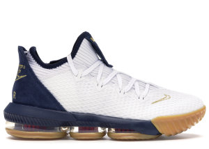 Nike LeBron 16 Low Olympic White/Metallic Gold-Midnight Navy-University Red (CI2668-101)