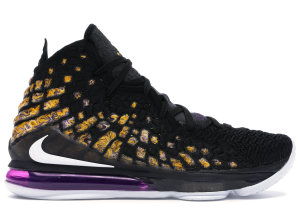 Nike  LeBron 17 Lakers Black/White-Eggplant-Amarillo (BQ3177-004/BQ3178-004)