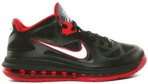 Nike  LeBron 9 Low Bred Black/White-Cool Grey-Sport Red (510811-003)