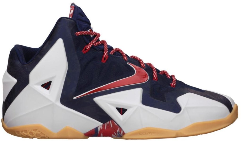 Nike LeBron 11 Independence Day White/University Red-Obsidian-Pure Platinum (616175-164)