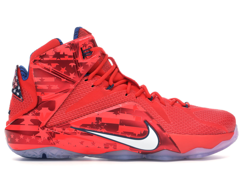 Nike LeBron 12 Independence Day University Red/White-Gym Red-Obsidian (684593-616)