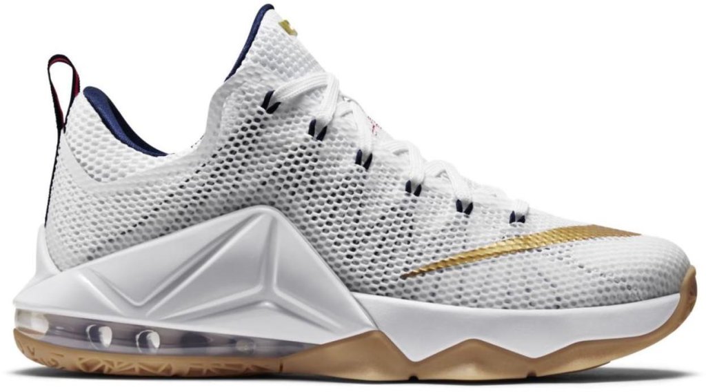 Nike LeBron 12 Low USA White/Midnight Navy/University Red-Metallic Gold (724557-174)