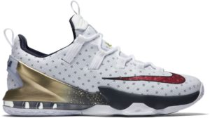 Nike  LeBron 13 Low Olympic White/Obsidian-Metallic Gold-University Red (831925-164)